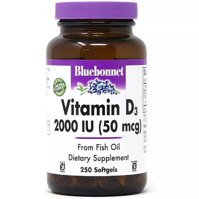 Витамин D3 2000IU Bluebonnet Nutrition 250 желатиновых капсул (BLB0319)