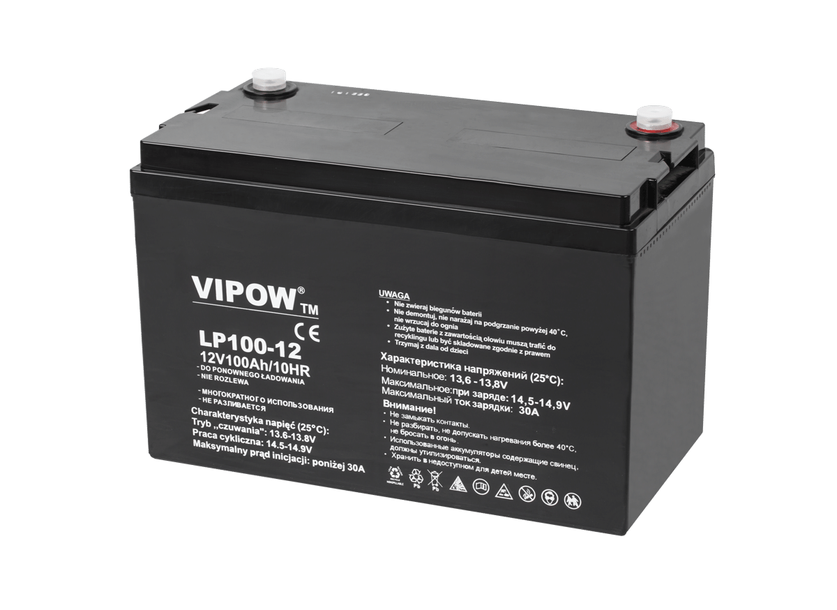 Аккумулятор гелевый Vipow 12V 100Ah (BAT0225)