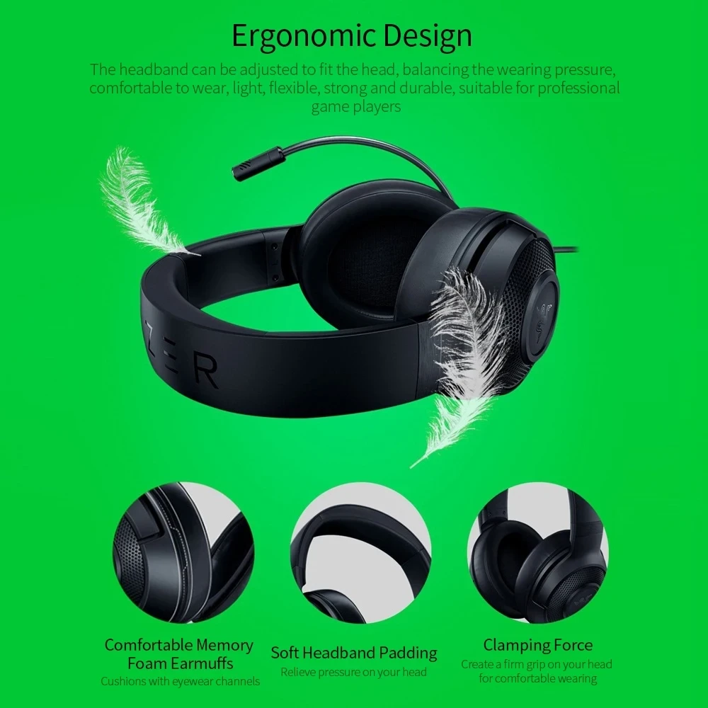 Навушники Razer Kraken X 7.1 з гнучким мікрофоном і збалансованим звуком - фото 9