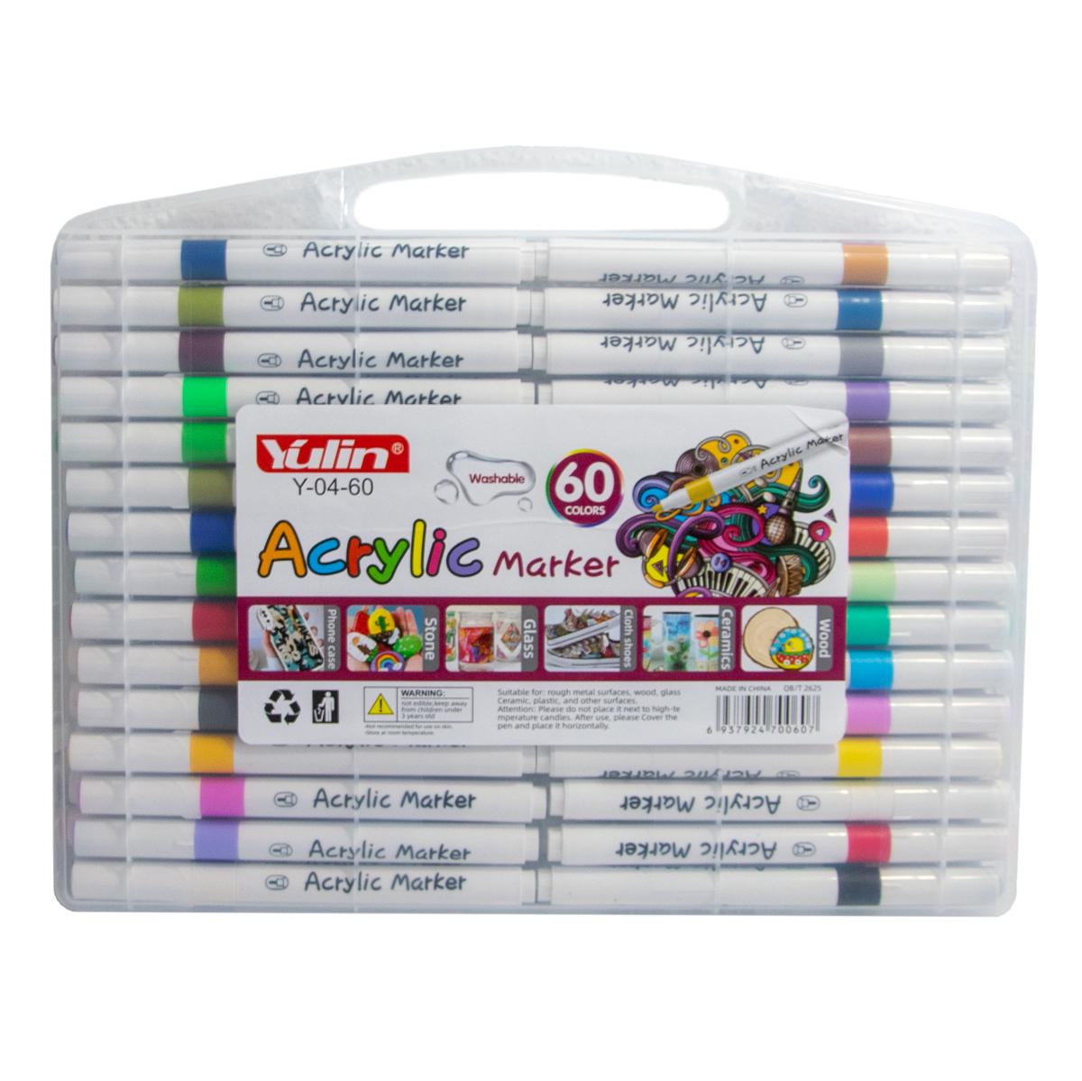 Набор маркеров акриловых Marker Acrylic Yulin Y-04-60 в кейсе 60 шт. (1010889-White-60) - фото 7 Набор маркеров акриловых Marker Acrylic Yulin Y-04-60 в кейсе 60 шт. (1010889-White-60) - фото 7