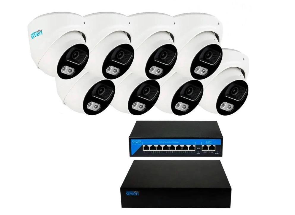 Комплект видеонаблюдения SEVEN IP-7215W8-5MP на 8 купольных IP-камер 5 Мп