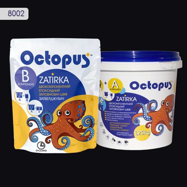 Затирка для плитки Octopus Zatirka 8002 эпоксидная 1,25 кг Черный