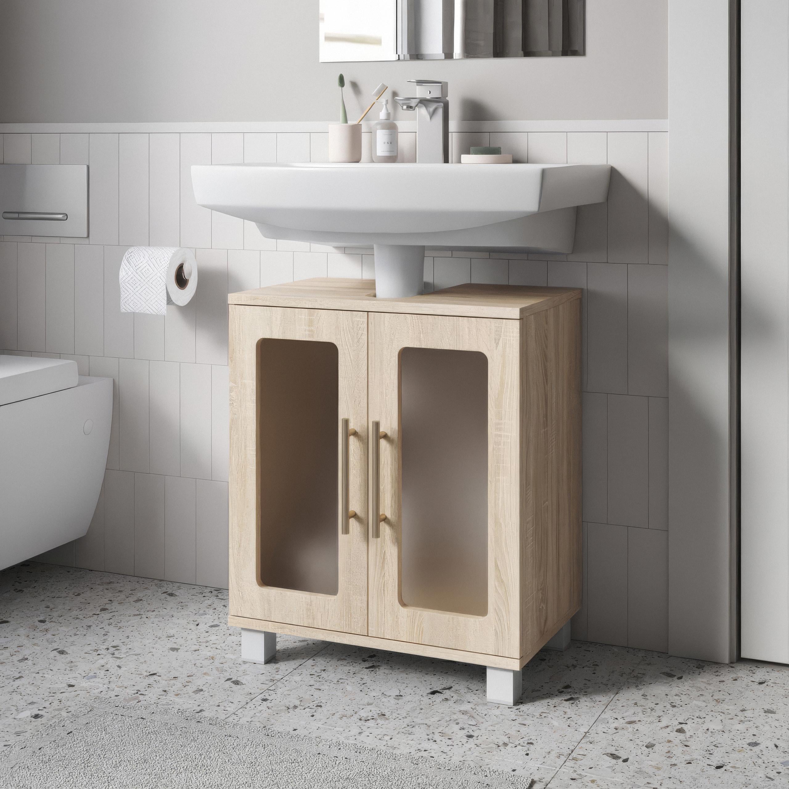 Тумба под умывальник дверцей F-6 580х330х600 мм Дуб Сонома