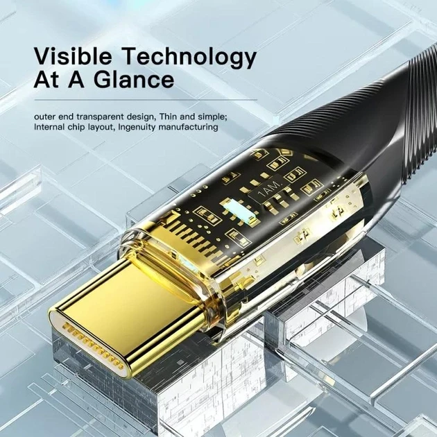 Кабель Essager Type-C PD 100w Fast Charge Black-Transparent 1 м (25397242) - фото 2 Кабель Essager Type-C PD 100w Fast Charge Black-Transparent 1 м (25397242) - фото 2