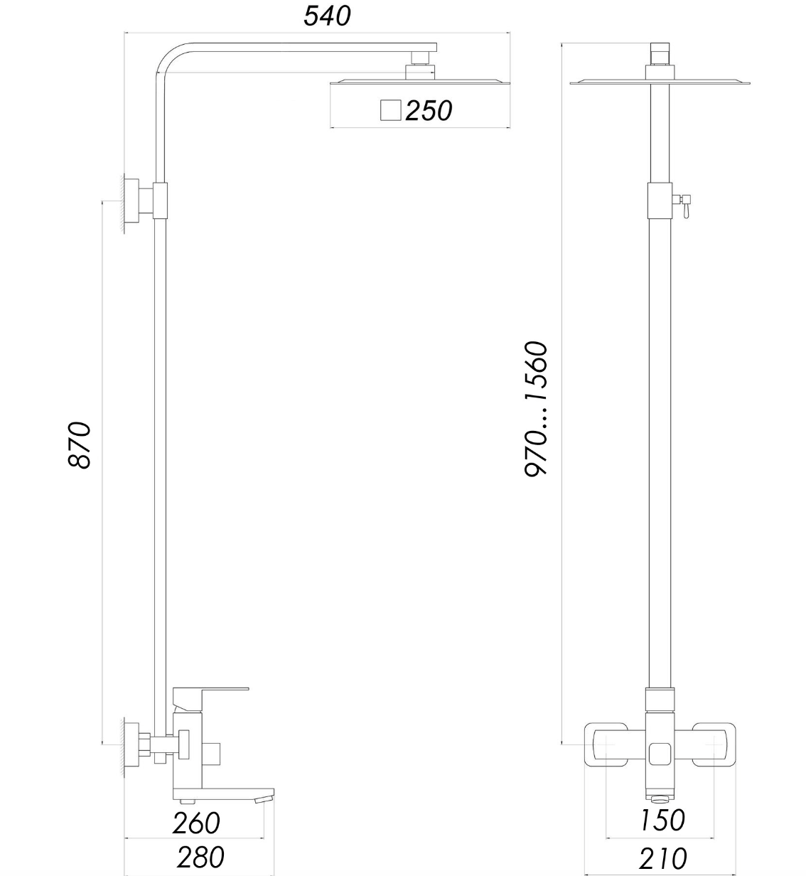 Душова система Globus Lux Sicilia Plus-SBQ-SH-02-BB з тропічним душем (43584) - фото 3