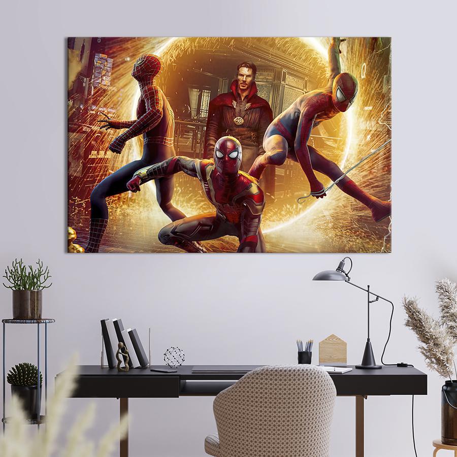 Настенный декор картина на холсте для интерьера Spider-Man: Into the Spider-Verse 80x54 см (707-1)