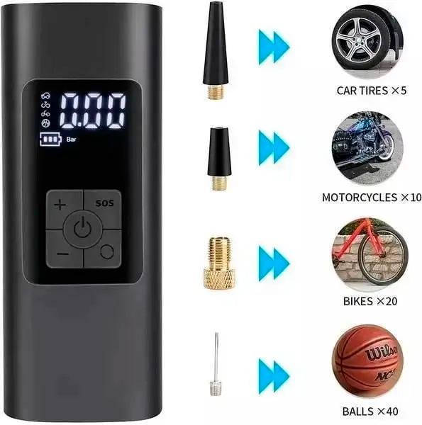 Компрессор автомобильный портативный с аккумулятором 6000 mAh и монитором 12 В (47035) - фото 5