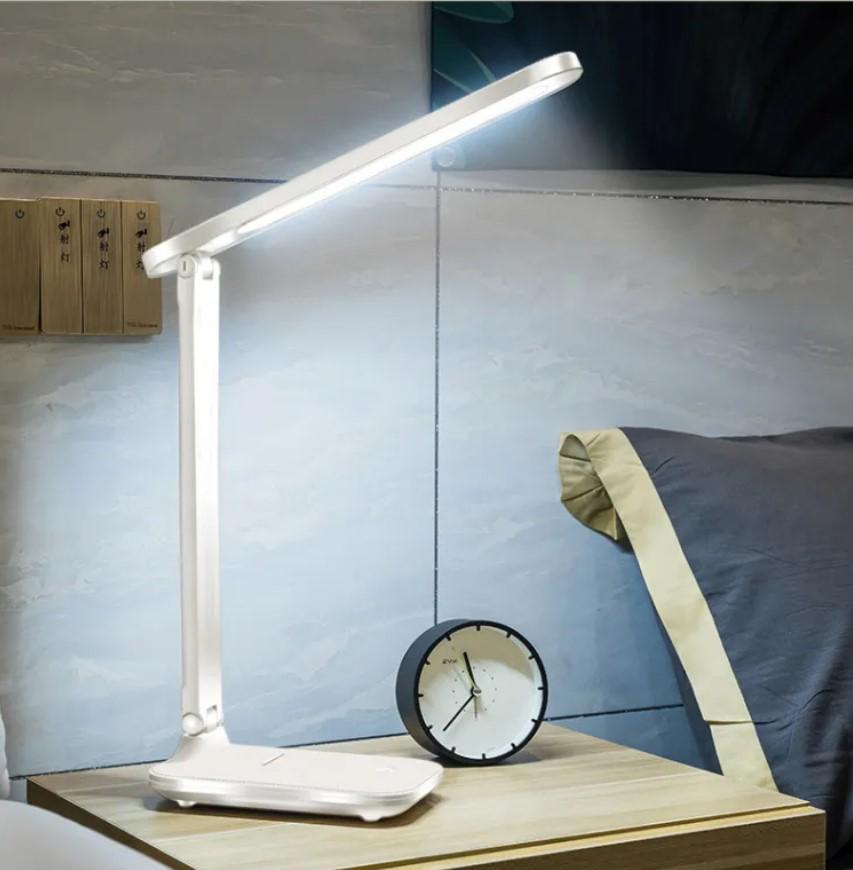 Настольная лампа LED Desk Lamp аккумуляторная сенсорная складная 3 режима работы с регулировкой яркости USB Белый - фото 5