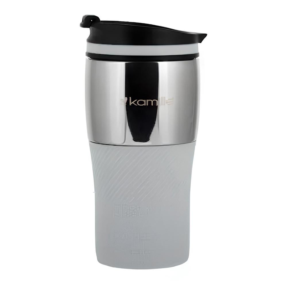 Термокружка Kamille 2155 из нержавеющей стали с TPR-вставкой 320 мл Серый