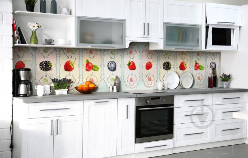 Скинали на кухню Zatarga «Ягодные салфетки» 600х3000 мм виниловая 3Д наклейка кухонный фартук самоклеящаяся Скинали на кухню Zatarga «Ягодные салфетки» 600х3000 мм виниловая 3Д наклейка кухонный фартук самоклеящаяся