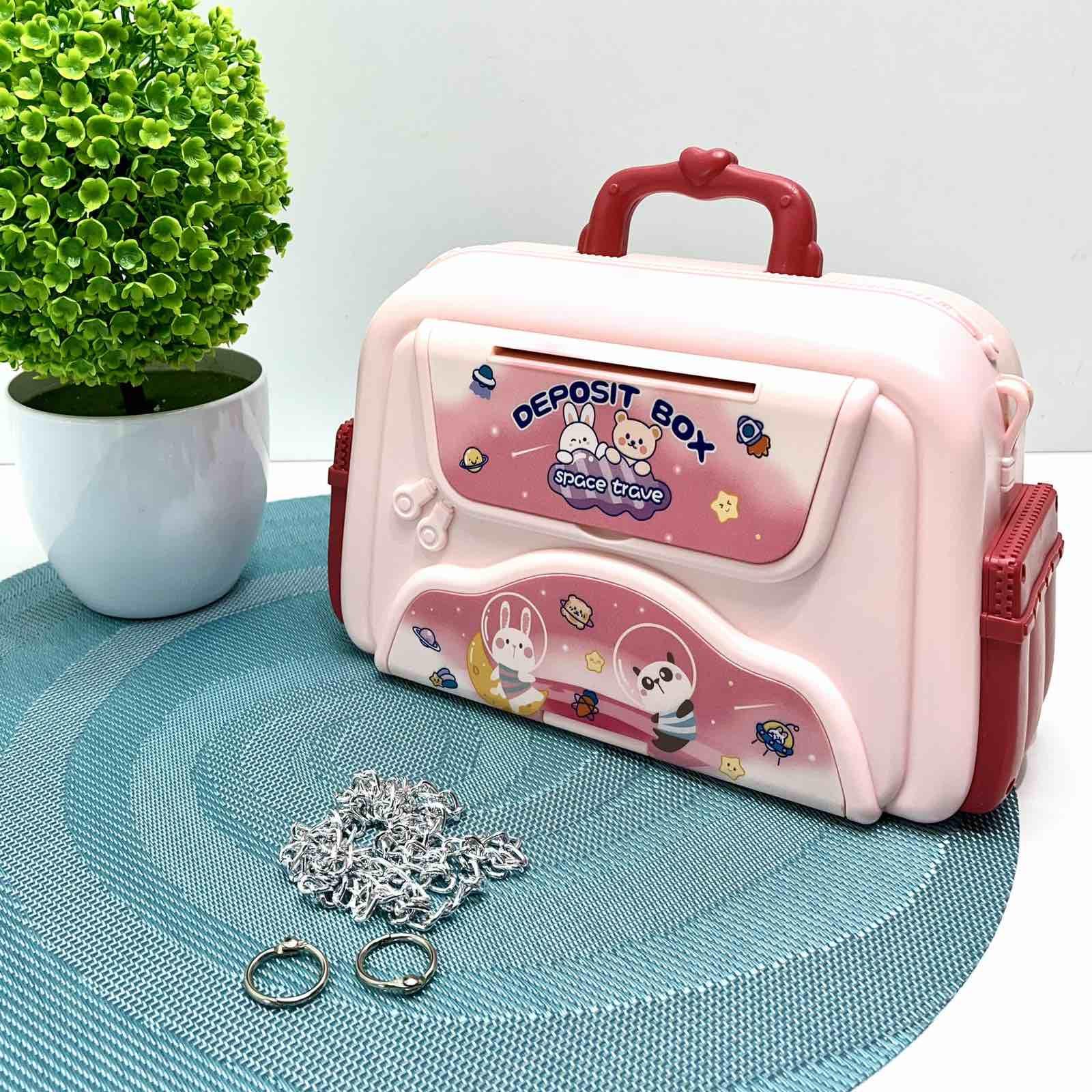 Копилка-сейф для девочки Сумочка с кодовым замком звук/свет Розовый (MK 5418)