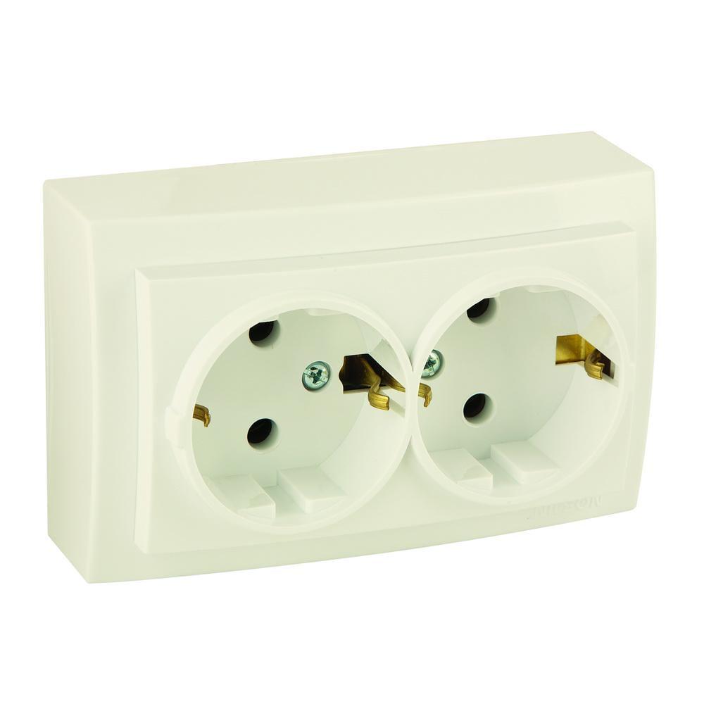 Розетка Nilson Themis подвійна з заземленням Кремовий (26121025)