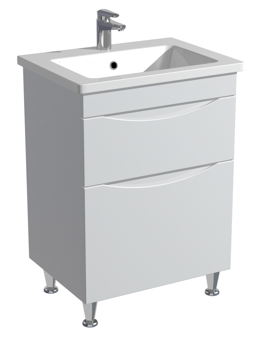 Тумба підлогова Milleau Альфа 60 з умивальником Комо для ванної кімнати 60 см Білий