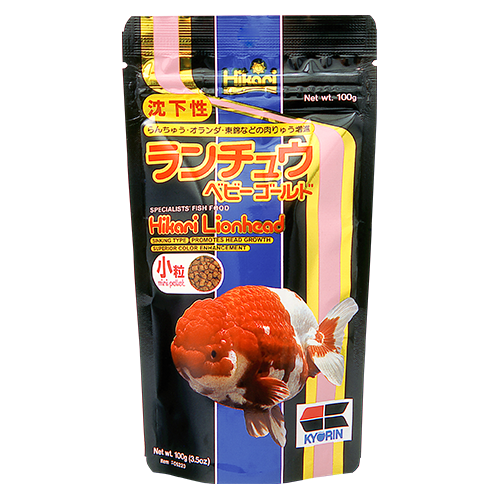 Корм Hikari Lionhead для породистих золотих рибок 8+ см з наростами на голові Mini S 2,7-3,0 мм 100 г тонучий (05220)