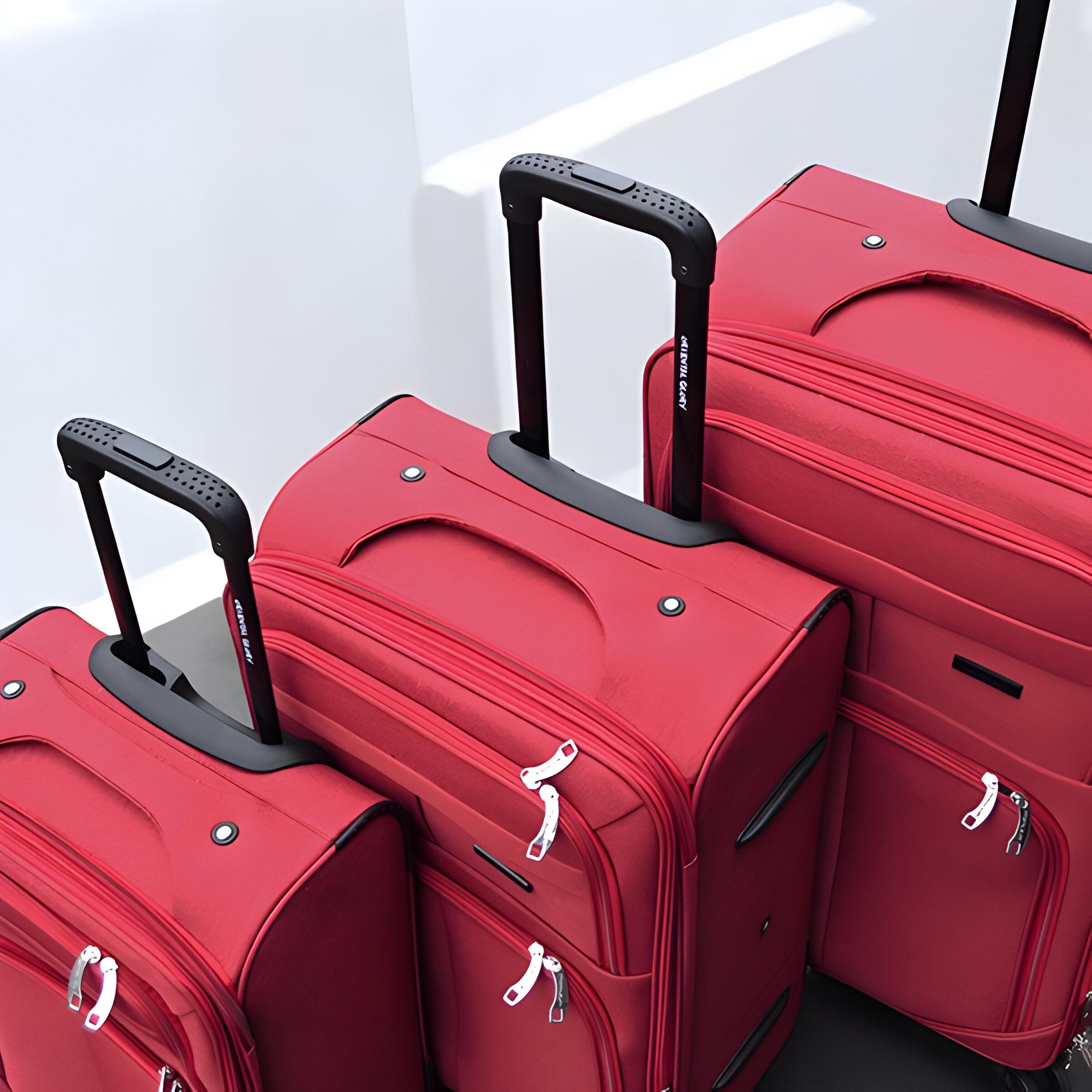 Набір валіз тканинних 3в1 з кодовим замком та телескопічною ручкою Червоний (6071) - фото 4