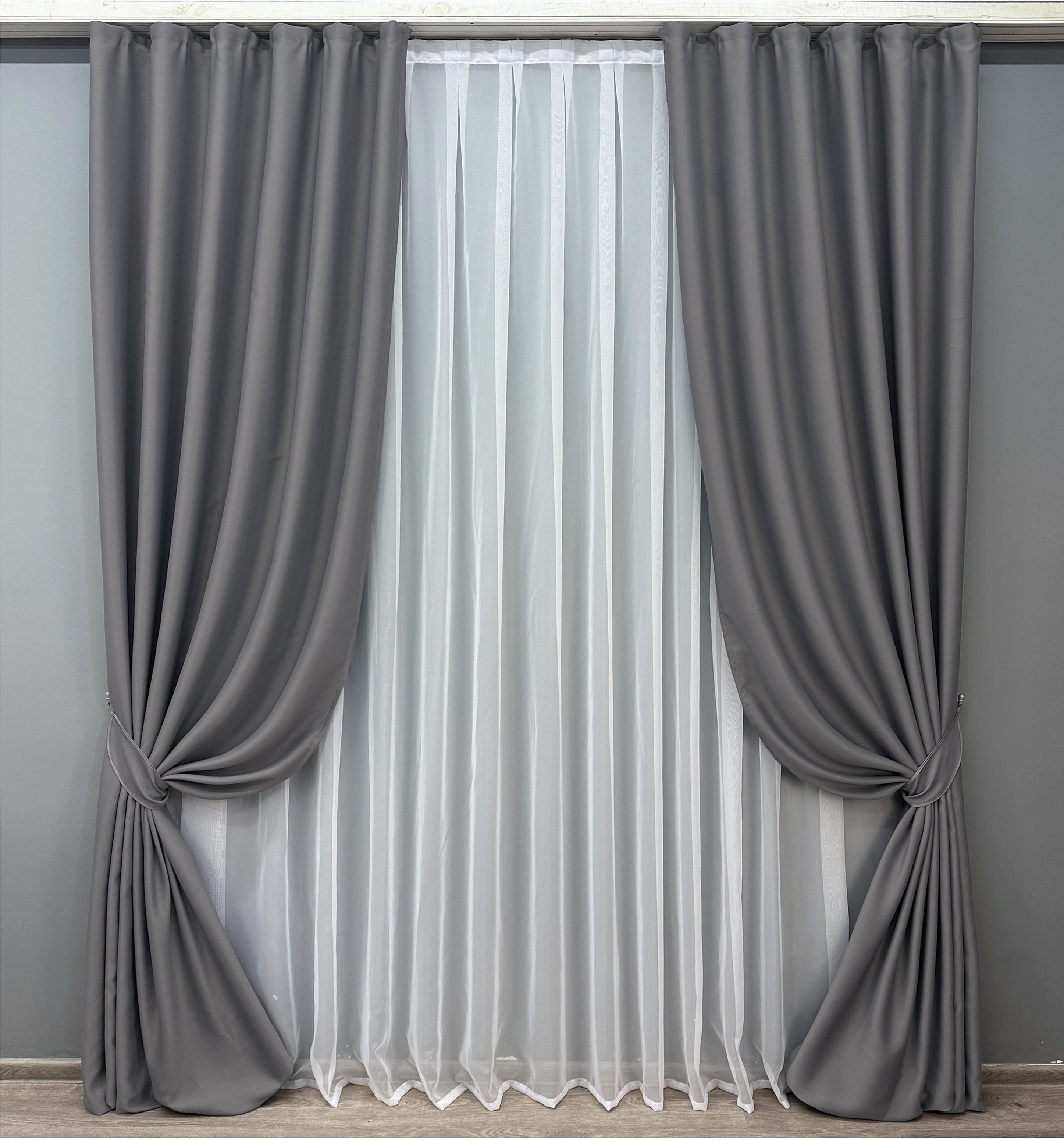 Комплект готовых штор VR-Textil Блэкаут Bagema Rvs №1244ш 150х295 см 2 шт. Серый (33-0621) - фото 1 Комплект готовых штор VR-Textil Блэкаут Bagema Rvs №1244ш 150х295 см 2 шт. Серый (33-0621) - фото 1