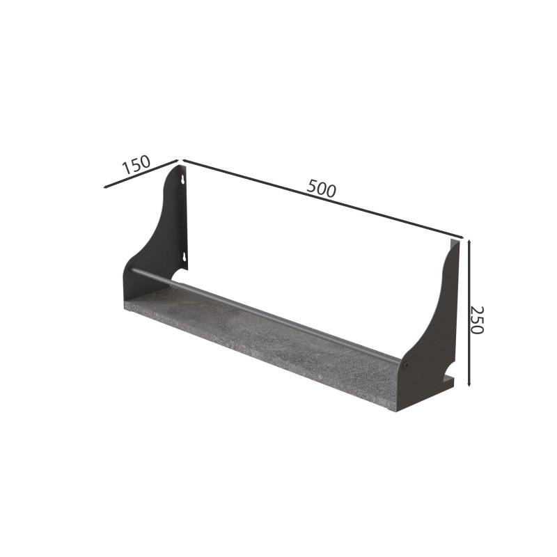 Полиця настінна Ferrum-decor Ізі метал/ДСП 260x500x150 мм Сірий/Бетон (FRD-102925) - фото 2