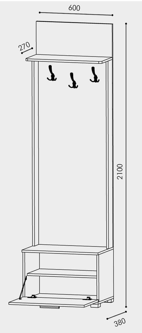 Вешалка для пола Эверест Бриз 600х380х2100 мм Венге/Дуб Молочный (EVR-20012) - фото 3