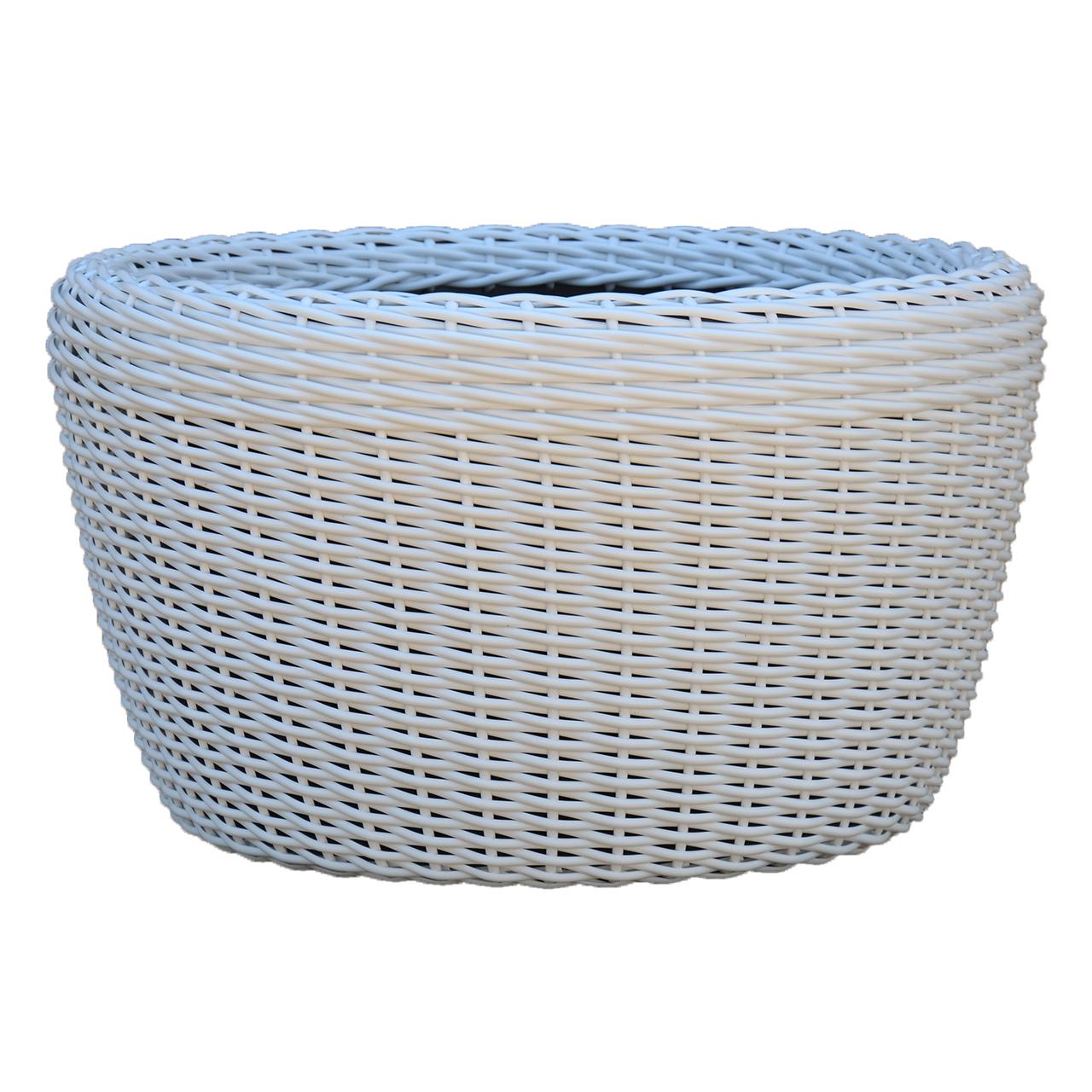 Кашпо велике для рослин та квітів з штучного ротангу/ручної роботи 60 л Білий - фото 2 Кашпо велике для рослин та квітів з штучного ротангу/ручної роботи 60 л Білий - фото 2