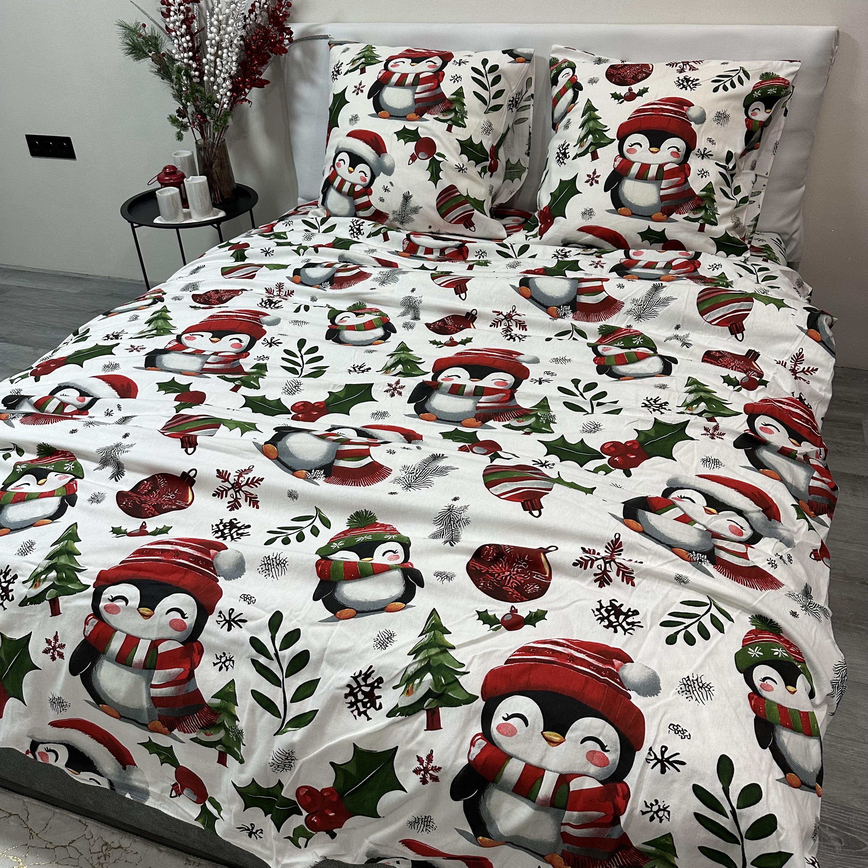 Комплект постільної білизни байкова Зимовий євро Білий (байка 7-3)