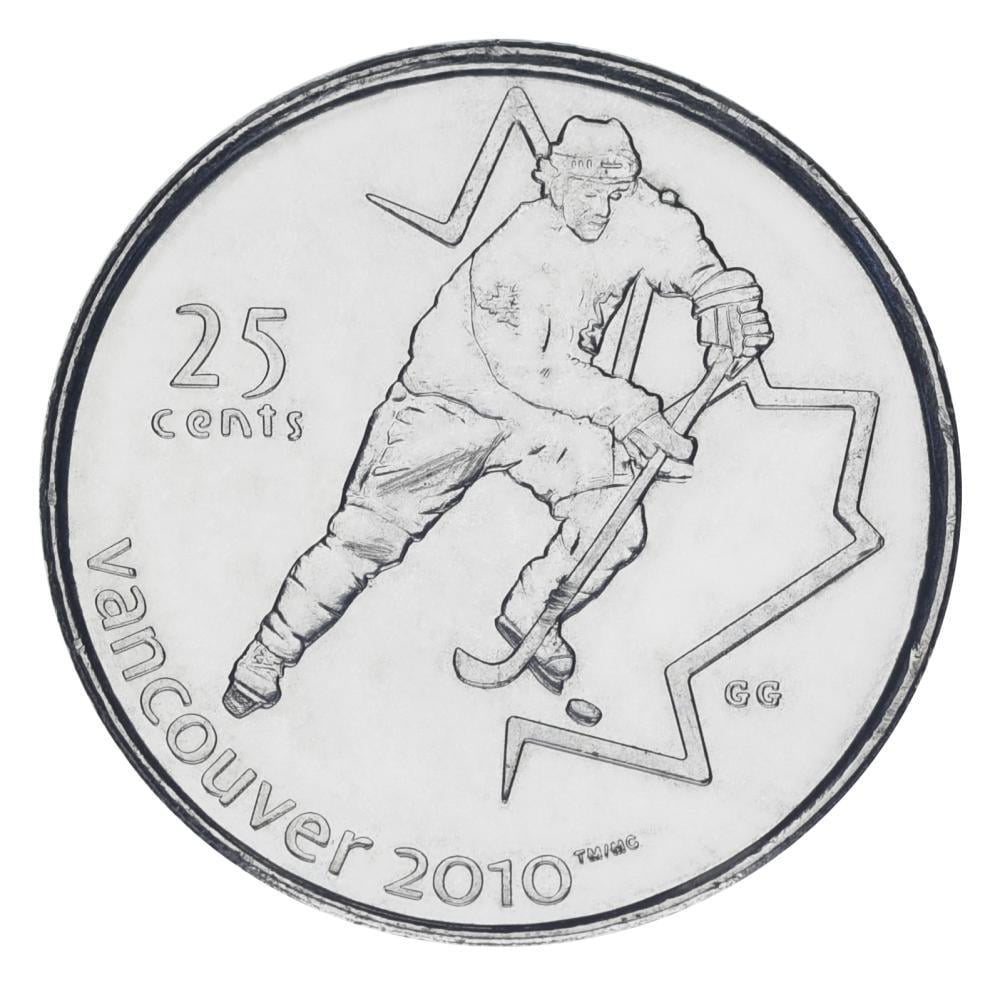 Колекційна монета Канада 25 центів 2007 UNC XXI зимові Олімпійські ігри у Ванкувері 2010 Хокей (М25292)