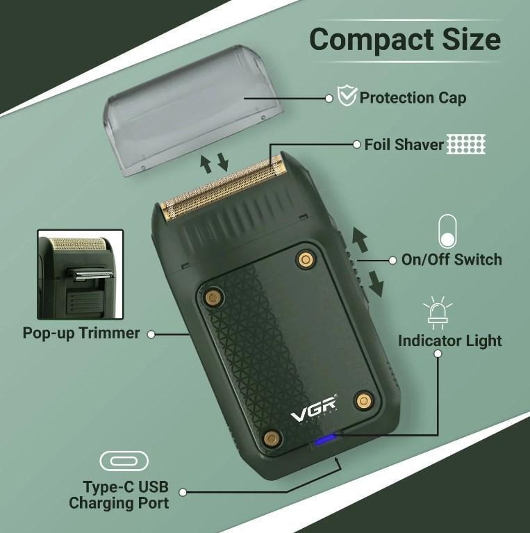 Электробритва VGR V-353 шейвер для бритья Зеленый (22358940) - фото 2 Электробритва VGR V-353 шейвер для бритья Зеленый (22358940) - фото 2