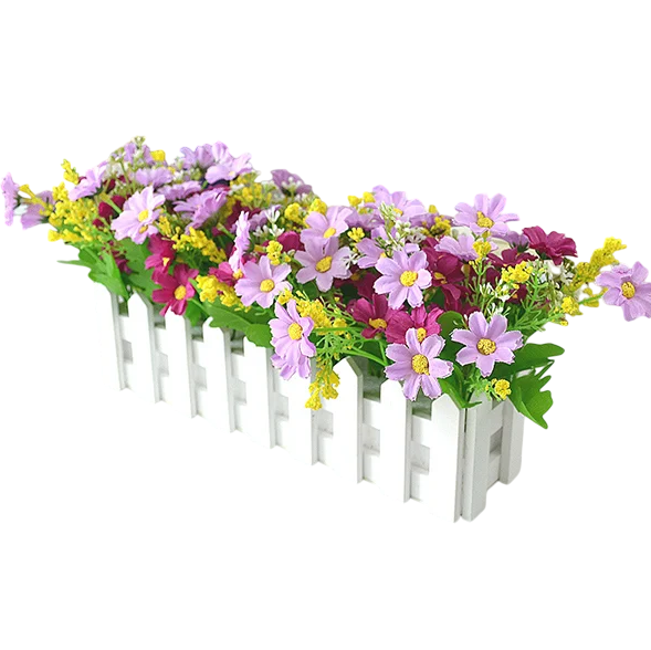 Искусственные цветы для декора в деревянном заборе 30х7,5 см Фиолетовый (Y01624-2)