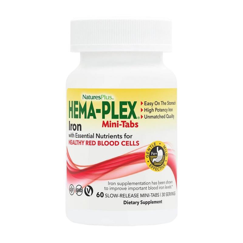 Железо медленного высвобождения Natures Plus Hema-Plex Iron 85 мг на 2 шт. 60 табл.
