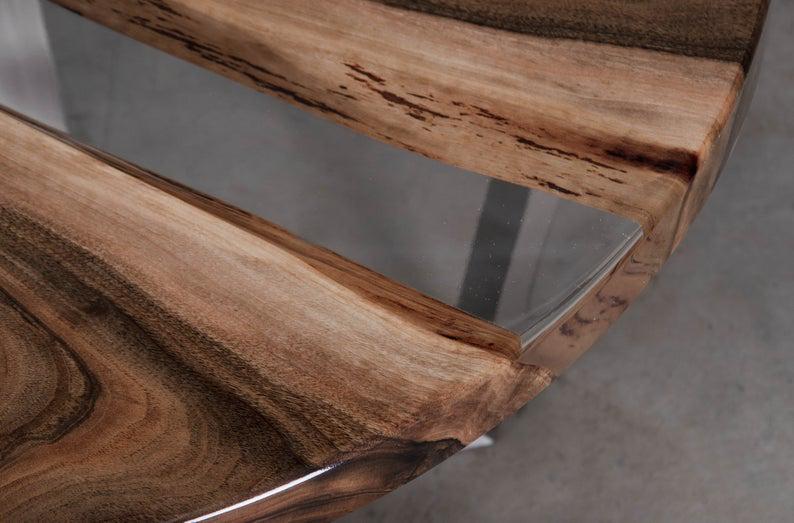 Стіл журнальний річка Мемфіс дизайнерський круглий з прозорої епоксидної смоли та масиву горіха 800х480 мм - фото 7 Стіл журнальний річка Мемфіс дизайнерський круглий з прозорої епоксидної смоли та масиву горіха 800х480 мм - фото 7