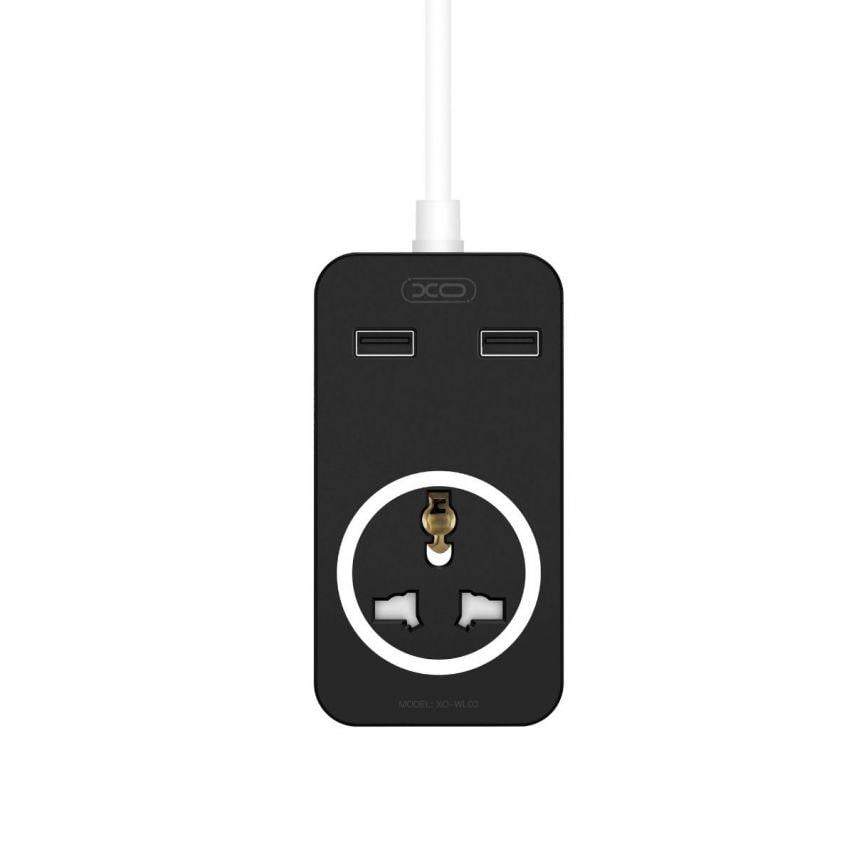 Удлинитель сетевой Xo WL03 1AC /2USB/10A 1,8 м Black