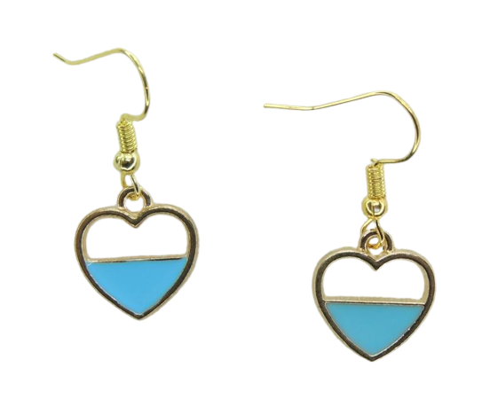 Серьги Jewelry Liresmina Сердце голубой крови эмаль 3,3 см Золотистый