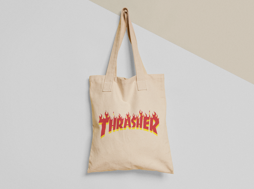 Эко-сумка шоппер с принтом "Thrasher" 38х40 см Бежевый (ПН9-Т) Эко-сумка шоппер с принтом "Thrasher" 38х40 см Бежевый (ПН9-Т)