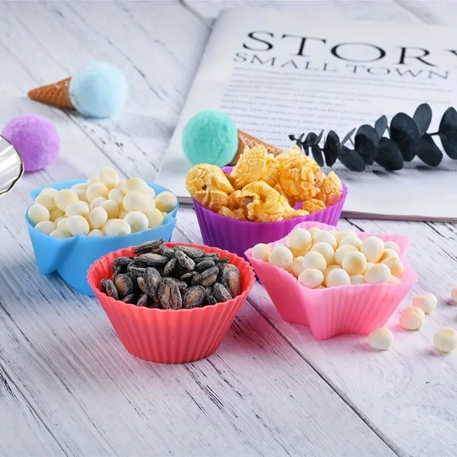 Форми силіконові для кексів та мафінів круглі зірки/серця/квіти 12 шт. (SAM-1212MI) - фото 2 Форми силіконові для кексів та мафінів круглі зірки/серця/квіти 12 шт. (SAM-1212MI) - фото 2