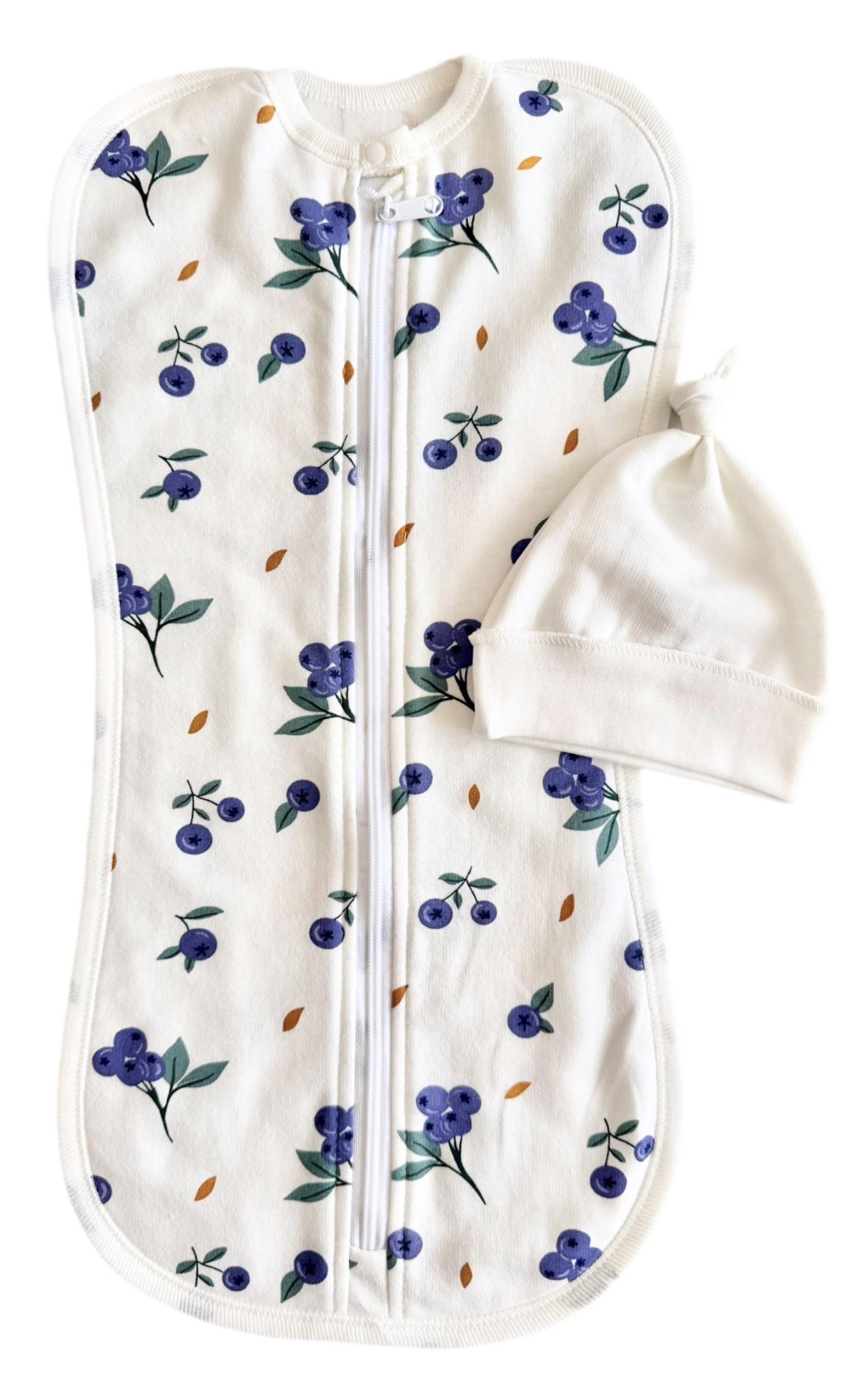 Пеленка-кокон на молнии Голубика с шапочкой евро байка 0-6 мес. №78 (143547)