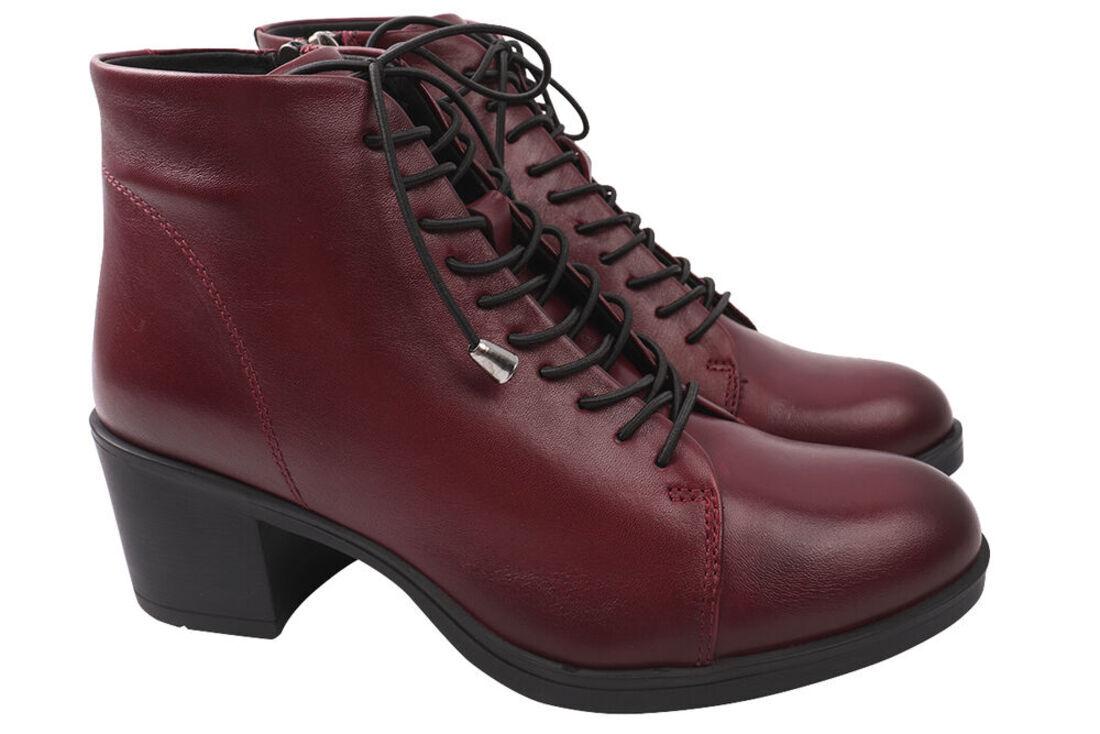 Ботинки женские Damlax из кожи на большом каблуке высокие р. 36 Бордовый (50-20/21DH)