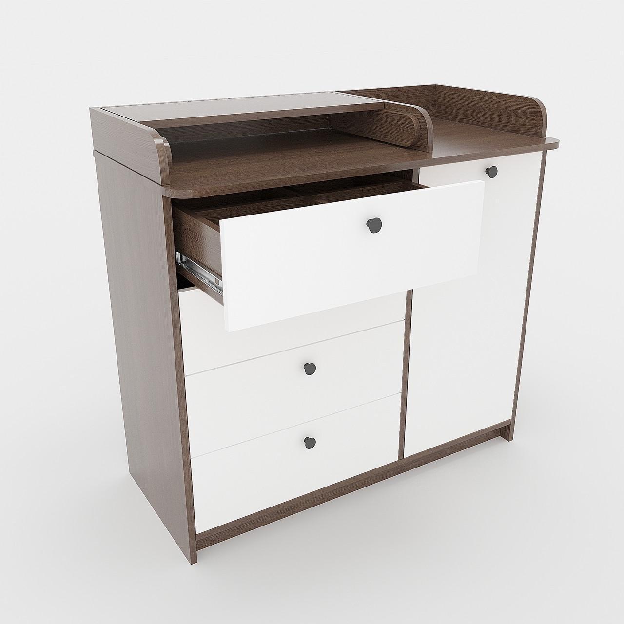 Пеленальный комод с бортиками K&M с ящиками и полкой 955х1000х480 мм Венге Магия/Белый (32464344)