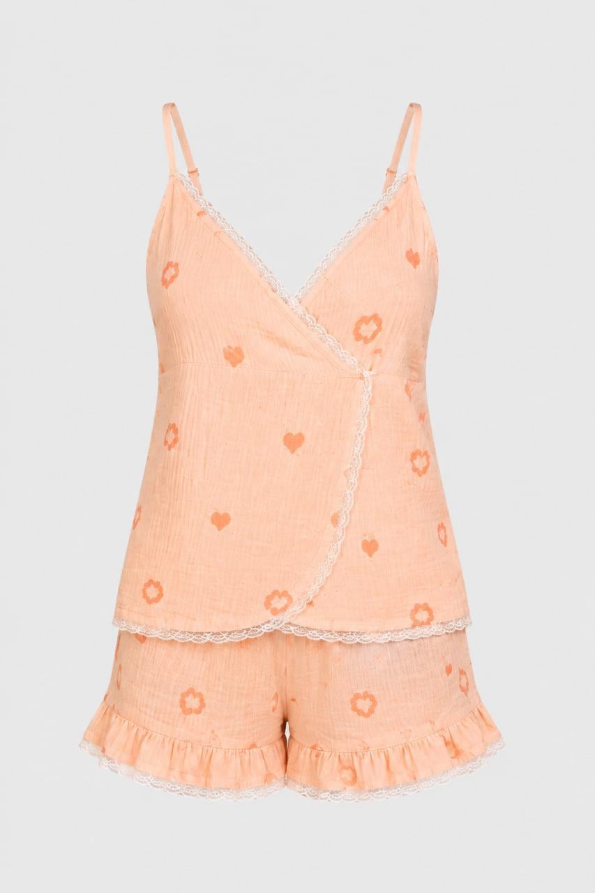 Піжама жіноча муслінова BO.Brand з шортами Peach M (38566)