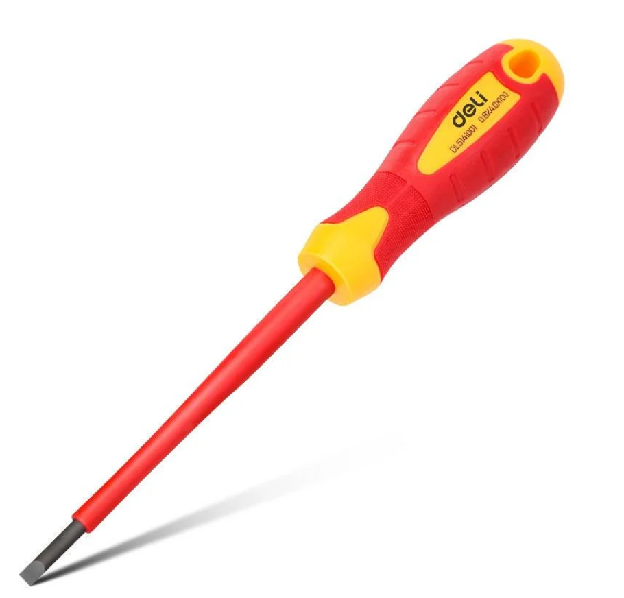 Викрутка шлiцьова Ізольована Deli Tools EDL5141001 4.0*100 мм (27206869)
