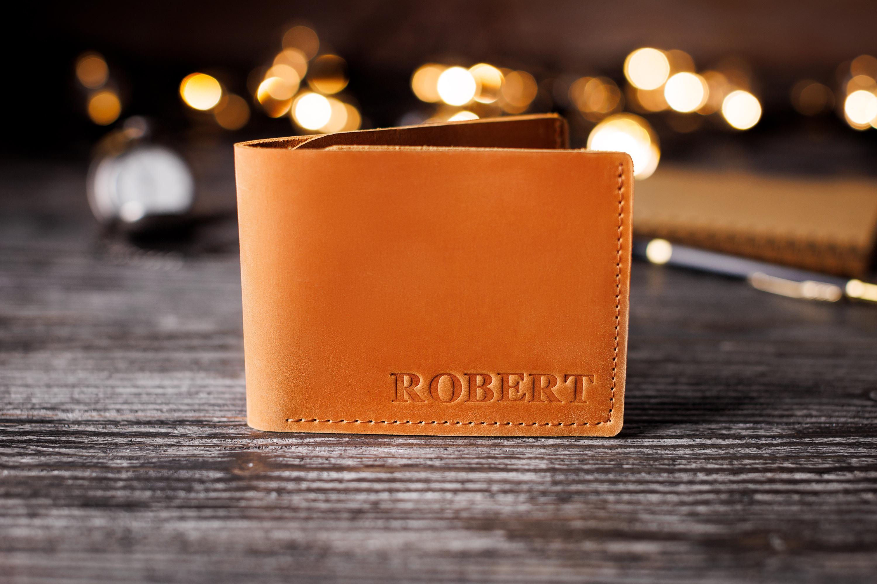 Гаманець-купюрник шкіряний з персоналізацією Жовтий (10308)