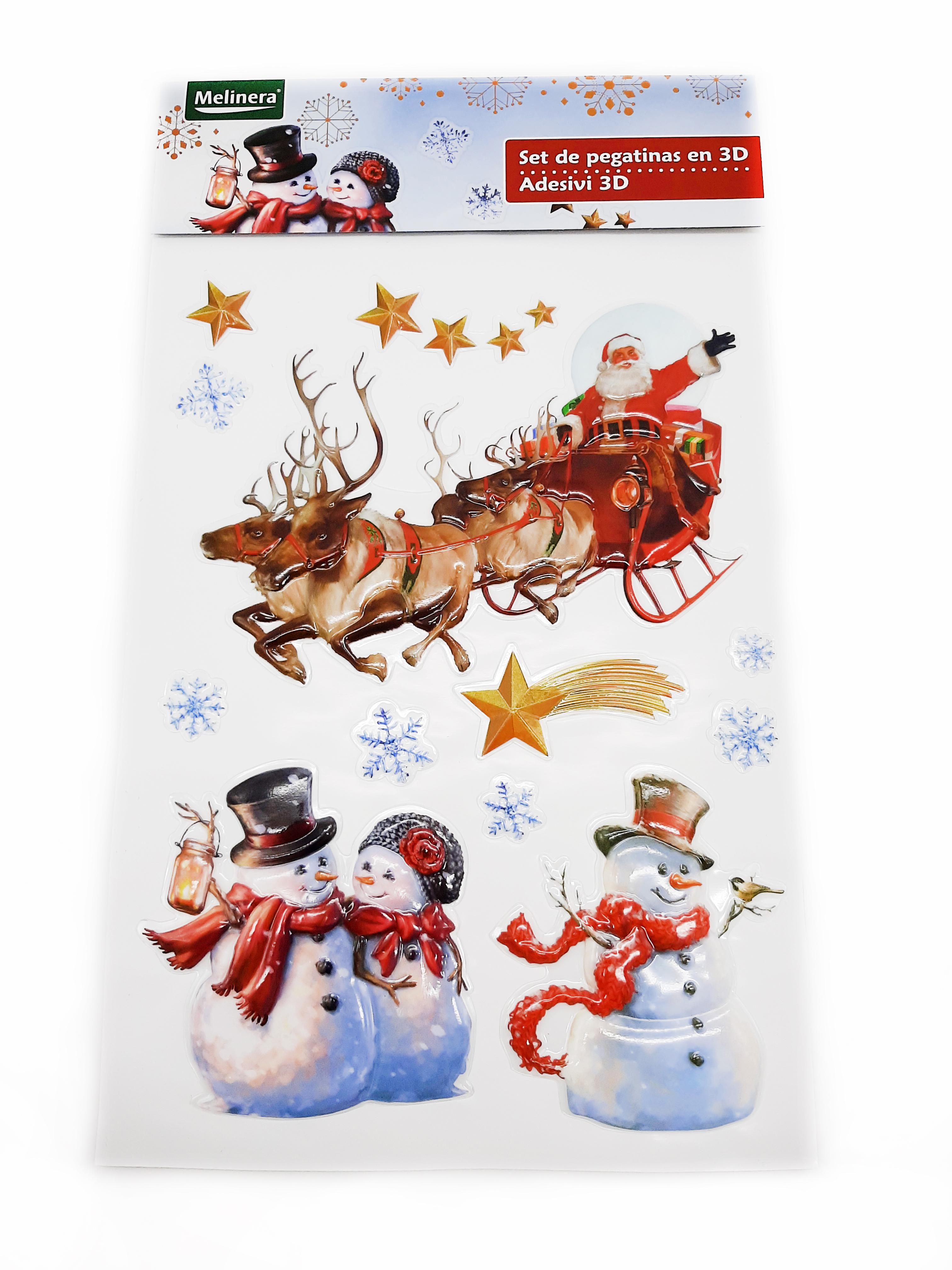 Новогодние 3D наклейки на окна многоразовые Санта Клаус Livarno Home 12 шт. 49х30 см (P1-00285) - фото 2