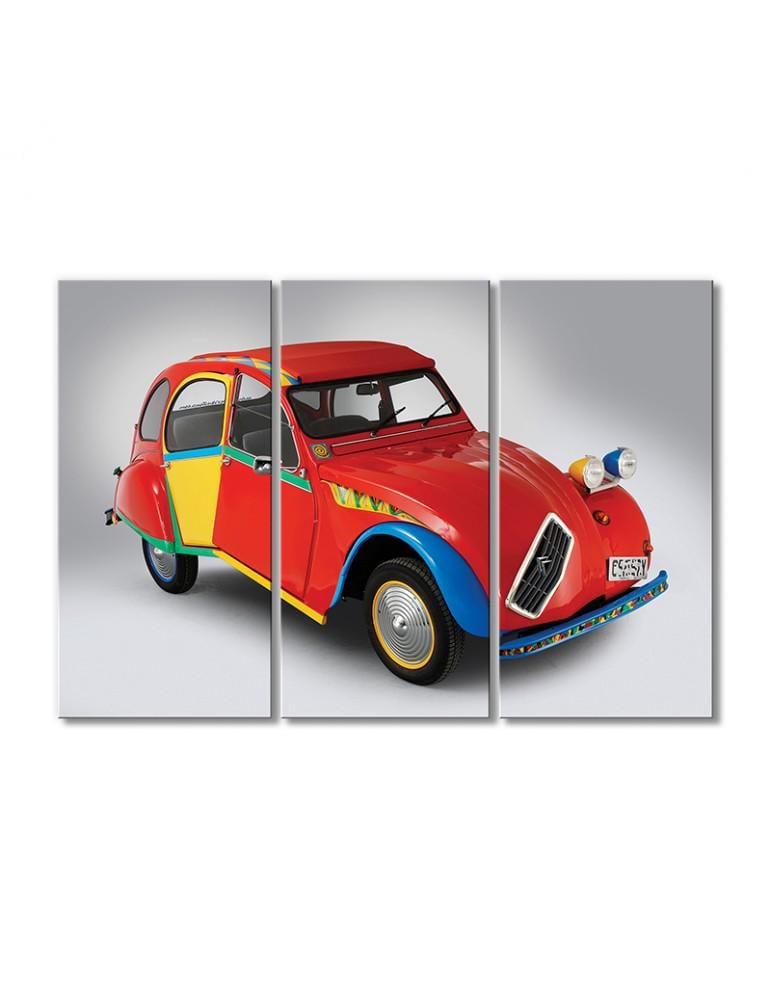 Картина модульная Ситроен 2CV маленькая авто 3 модуля 80x120 см