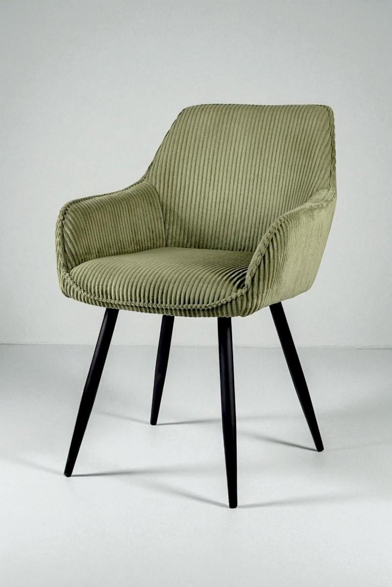 Стілець обідній Лінн М-240 з підлокітниками вельвет 850х580х580 мм Ігуана/Чорний