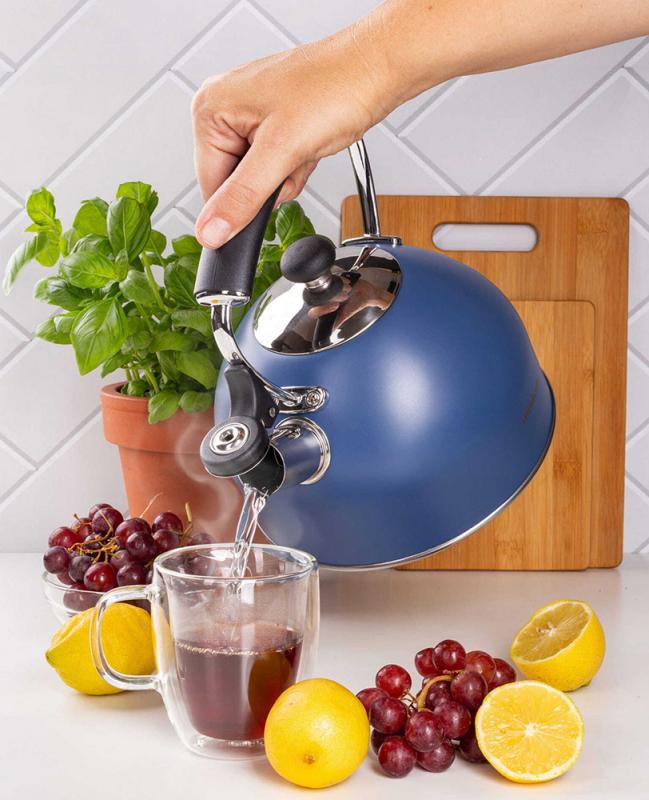 Чайник Ofenbach нержавіюча сталь зі свистком 2,2 л Синій матовий (NB-100327) - фото 3 Чайник Ofenbach нержавіюча сталь зі свистком 2,2 л Синій матовий (NB-100327) - фото 3