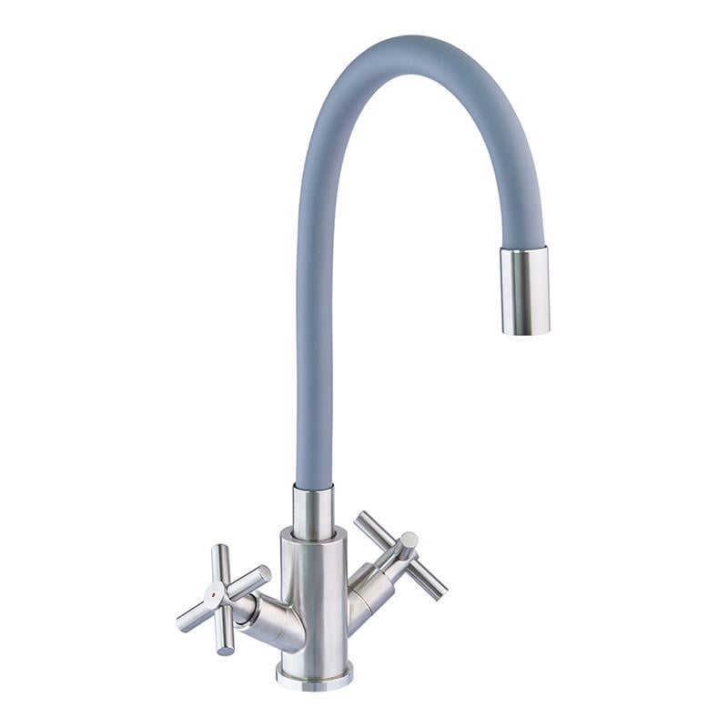 Смеситель для кухни MIXXUS DVE-011 Refl из нержавеющей стали с силиконовым изливом Gray (MI6081)