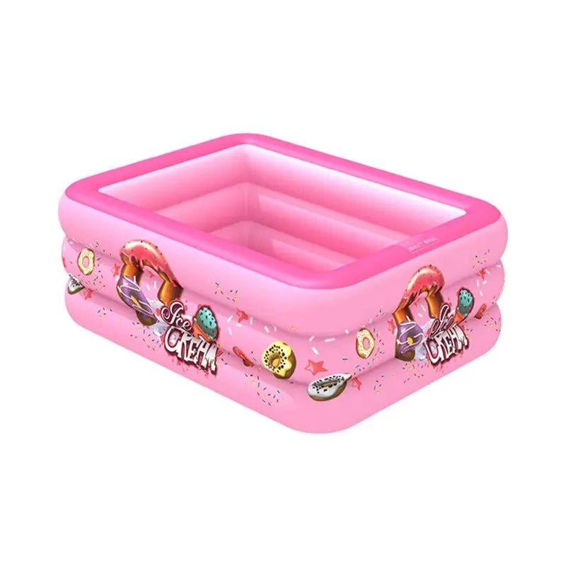 Детский надувной бассейн с пузырьковым дном 130 л 120х85х35 см Разноцветный