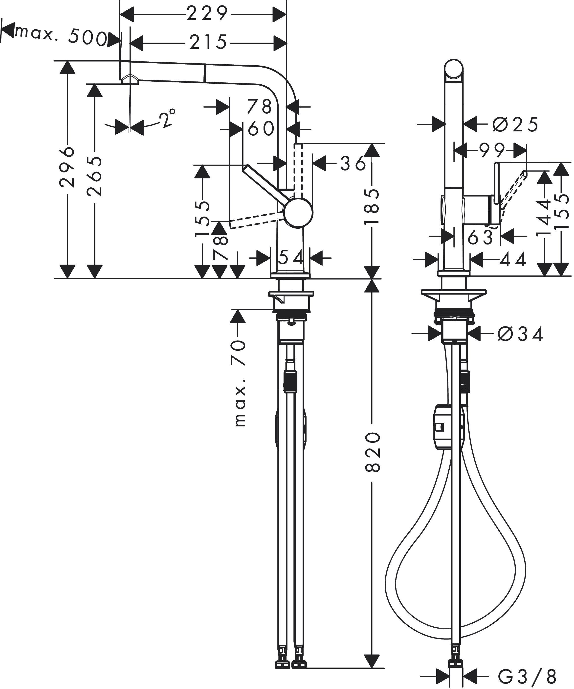 Змішувач для кухні Hansgrohe Talis 72808670 із висувною лійкою Чорний (115906) - фото 2