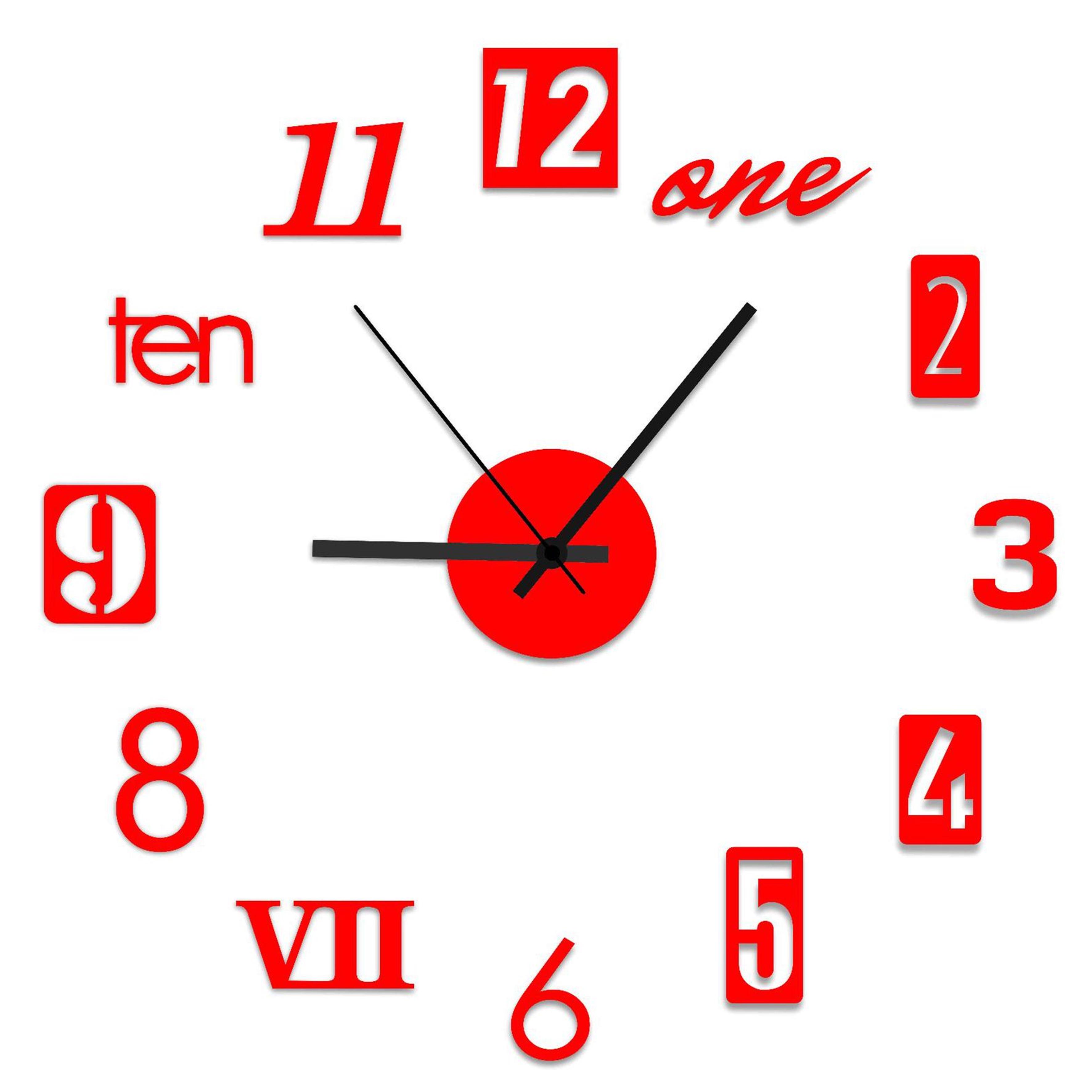 Часы настенные 3D Assorted с регулируемым D 40 см Зеркально-красный (1013956)