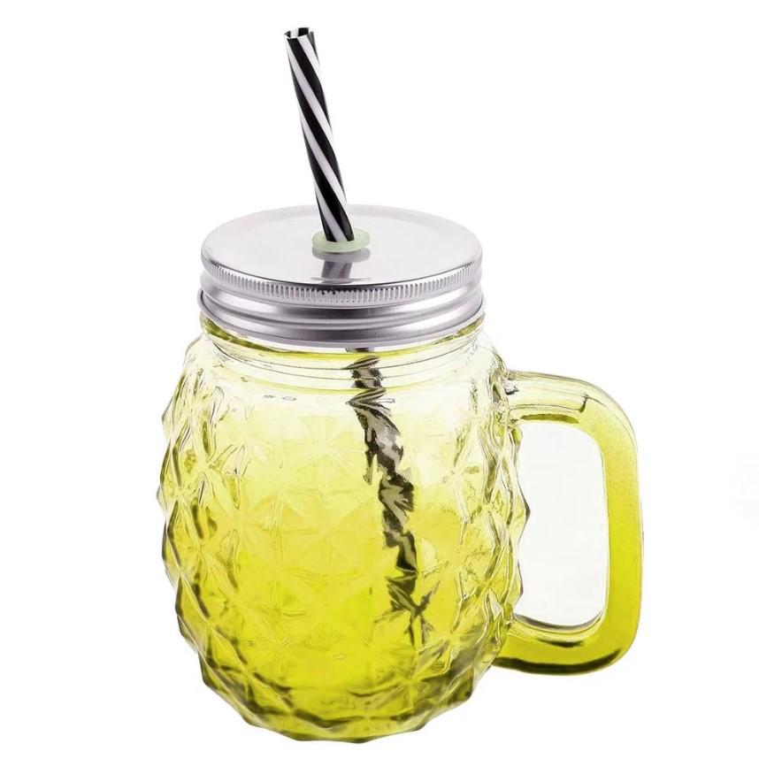 Чашка-банка скляна Ананас з кришкою і трубочкою 500 мл Блакитний (OS-K9480J) - фото 4 Чашка-банка скляна Ананас з кришкою і трубочкою 500 мл Блакитний (OS-K9480J) - фото 4