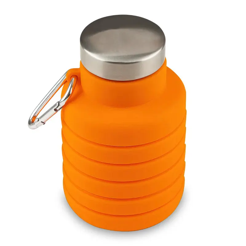 Пляшка для води силіконова складана EL-582 Помаранчевий - фото 3 Пляшка для води силіконова складана EL-582 Помаранчевий - фото 3