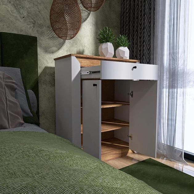 Комод для спальни с выдвижными ящиками Еверест Нордик с 1 ящиком и 2 дверцами 80х38х100 см Дуб крафт золотой/Графитовый (14756130)